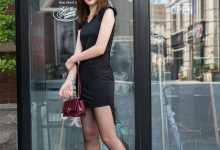 SIW斯文传媒 韩版黑色紬缎裙摆不对称连衣裙 - 芳榕 [63P]-妹子图