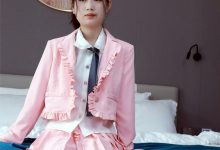 初夏女神 NO.012 念念 S码粉色JK套搭配36码小白鞋[113P+1V／5.41GB]-妹子图