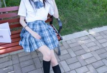 [BoBoSocks袜啵啵]NO.007 稚予-JK制服、皮鞋、黑色中筒棉袜、肉丝[143P+1V／3.48GB]-妹子图