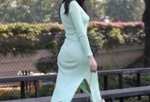 都市丽人 芝芝性感浅绿色包臀裙 [视频+套图]-妹子图