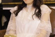 蕾丝裙美女清新文静写真图片-妹子图