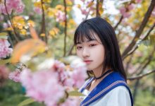 长发美女清新迷人户外写真图片-妹子图