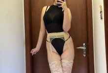 美邵女Baby - 白色嵌花肉丝+黑丁[26P+1V-99MB]-妹子图