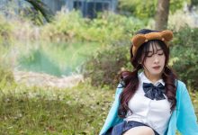 丝恋摄影 NO.014 小梦-蓝色开衫 jk短裙 肉色丝袜 白色帆布鞋[203P+1V／3.78GB]-妹子图