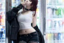 纸悦Etsu_ko – NO.046 在超市后门吸烟的二人 田山小姐-妹子图