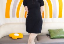 丝恋摄影 NO.073 小婷-黑色连衣裙 斑点丝袜 黑色小皮鞋-妹子图