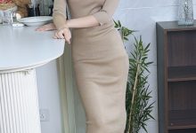 丝韵摄影 NO.3474 阿娇 清新学院风 浅蓝色polo领修身连衣裙-妹子图
