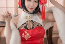 源纱希喵喵喵 – NO.039 柴郡红色旗袍-妹子图